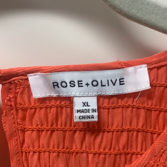 Orange Rose & Olive Blouse. Size XL. - Picture 3 of 5